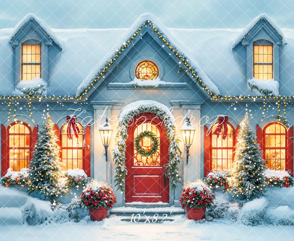 Kate Christmas Snowy House Backdrop Designed by Emetselch - Kate Backdrop AU