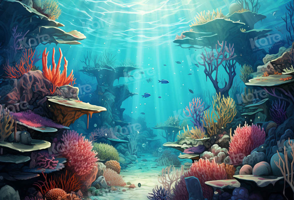 Kate Underwater Coral Reef Fish Blue Backdrop Designed by Chain - Kate Backdrop AU