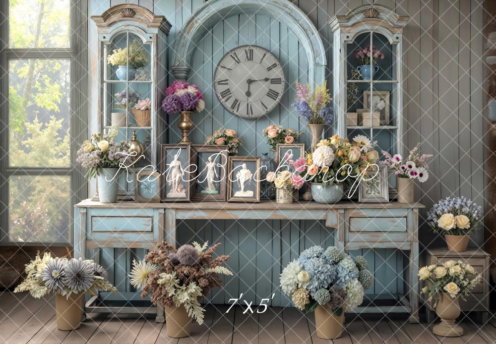 Kate Vintage Cabinet Clock Floral Backdrop Designed by Mini MakeBelieve