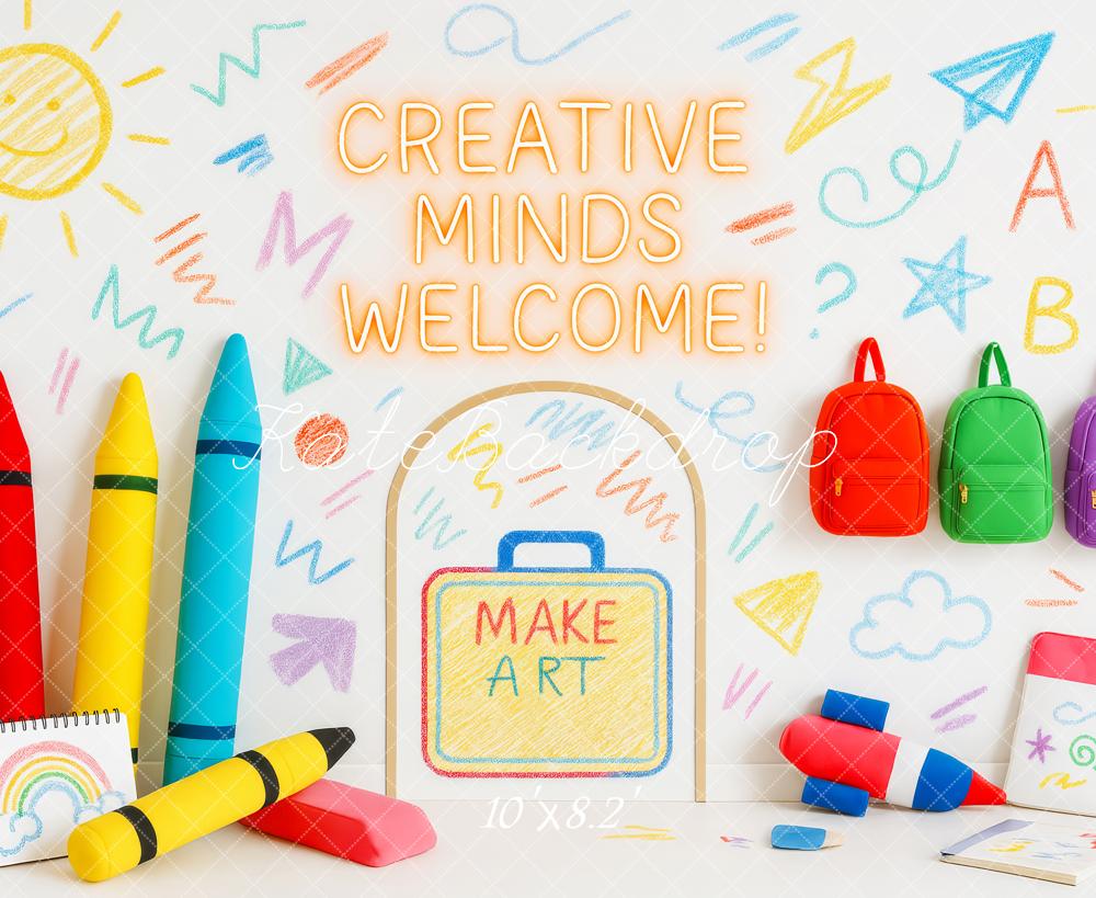 Kate Back to School Crayon Doodle Wall Backdrop Designed by Patty Roberts - Kate Backdrop AU