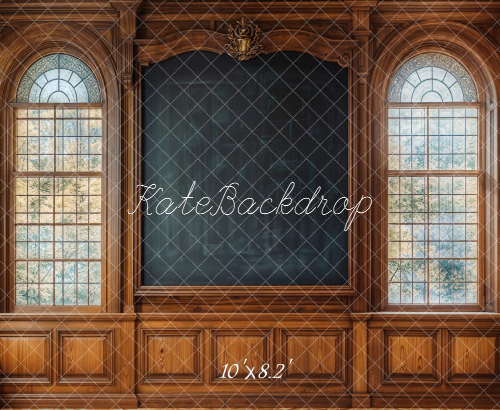 Kate Vintage Wood Chalkboard Windows Backdrop Designed by Emetselch - Kate Backdrop AU