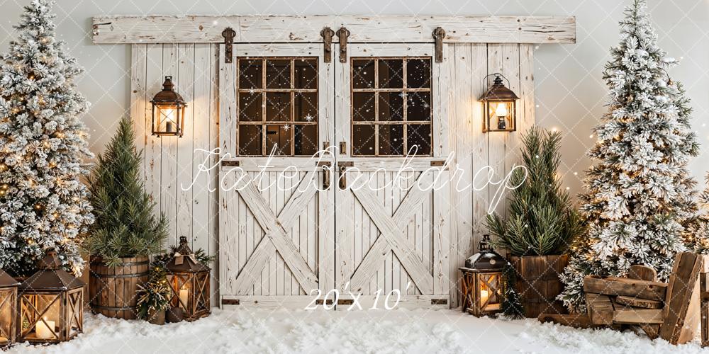 Kate Christmas Winter Snow Wooden Door Backdrop Designed by Emetselch