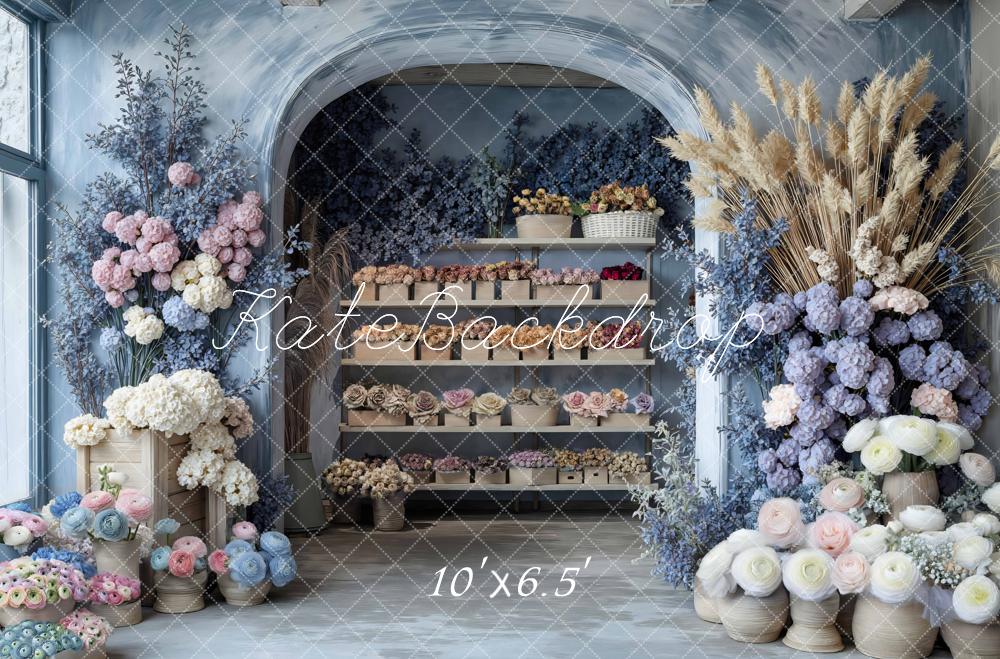 Kate Flower Arch Cabinet Blue Backdrop Designed by Mini MakeBelieve