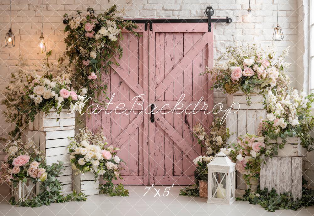 Kate Spring Pink Barn Door Backdrop Designed by Ashley Paul
