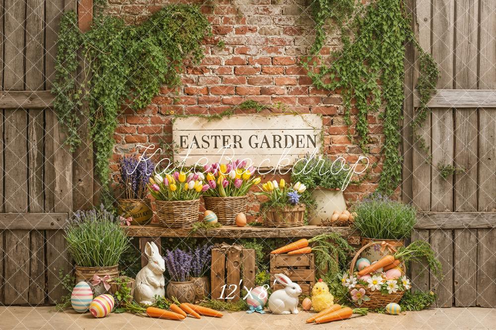 Kate Easter Garden Carrots Rabbits Backdrop Designed by Emetselch