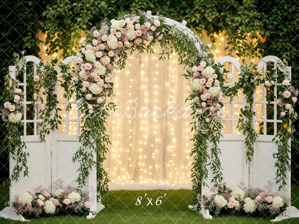 Kate Flower Arch Wedding Lights Backdrop Designed by Patty Roberts