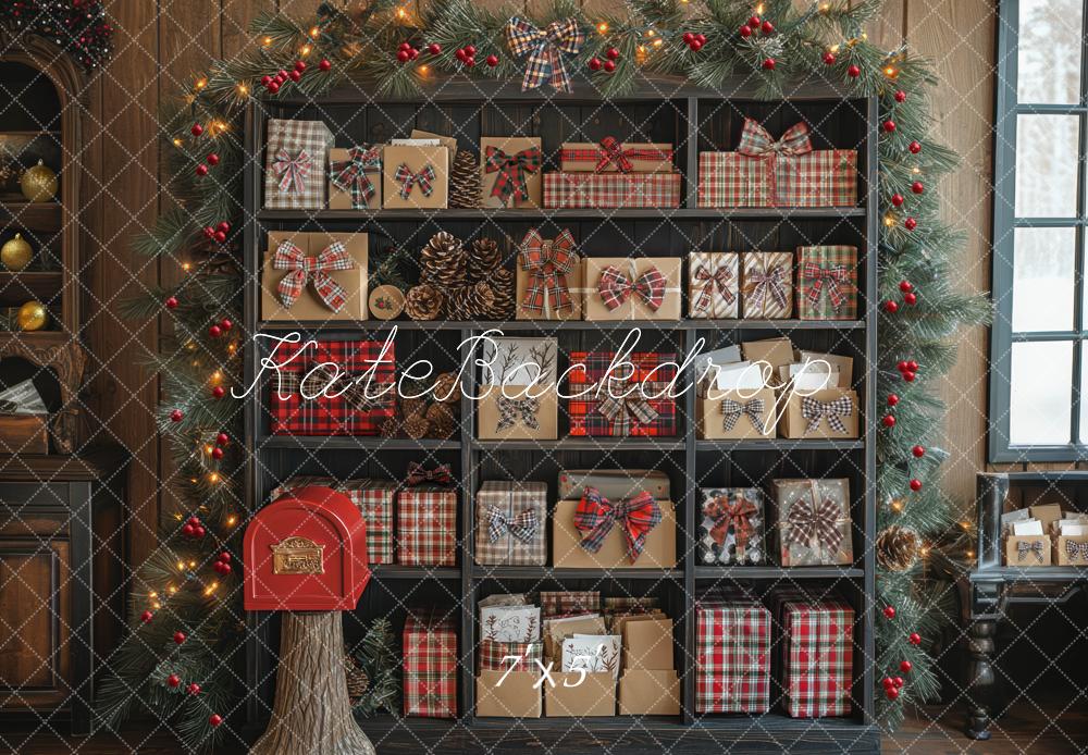 Kate Christmas Cabinet Presents Mailbox Garland Backdrop Designed by Mini MakeBelieve - Kate Backdrop AU