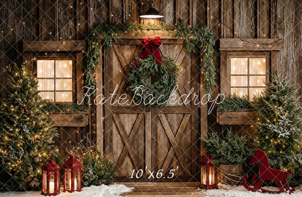 AUSALE Kate Christmas Rustic Barn Door Backdrop Designed by Emetselch