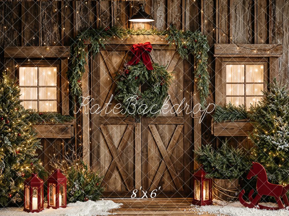 AUSALE Kate Christmas Rustic Barn Door Backdrop Designed by Emetselch