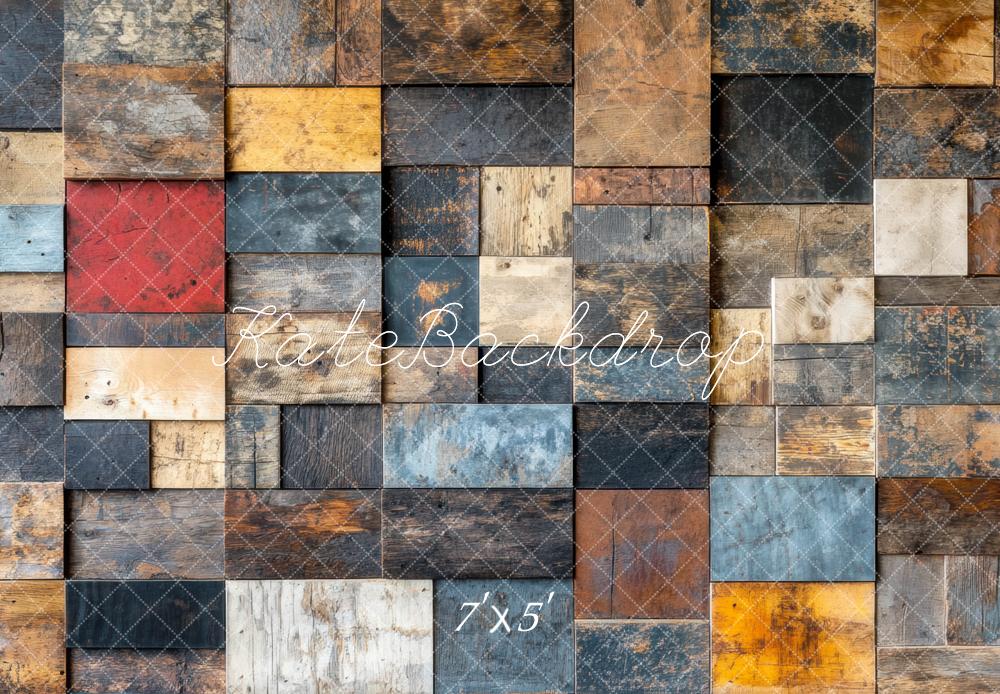 Kate Retro Wall Colourful Wood Backdrop Designed by Mini MakeBelieve