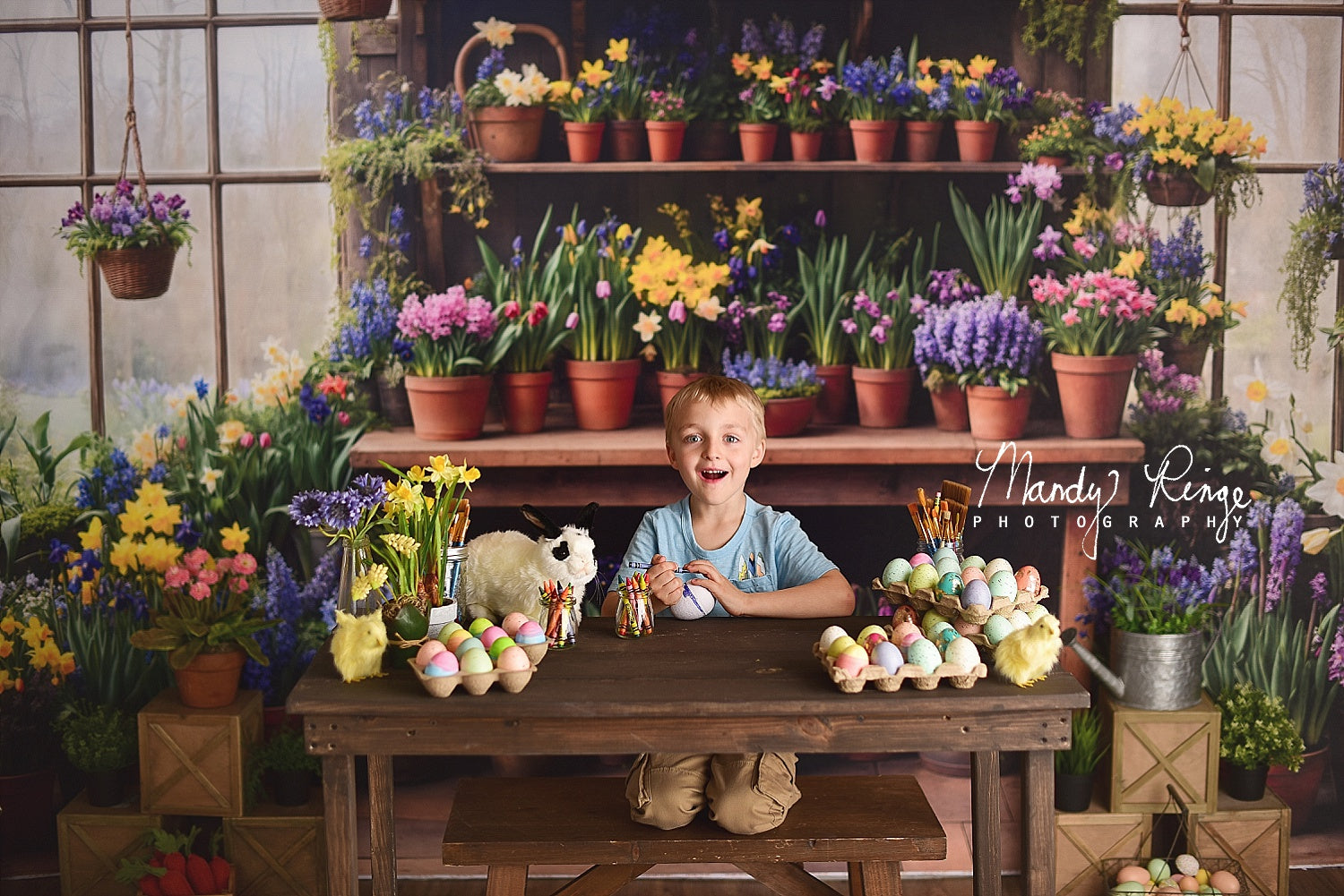 Kate Spring Flower Pots Backdrop Designed by Emetselch