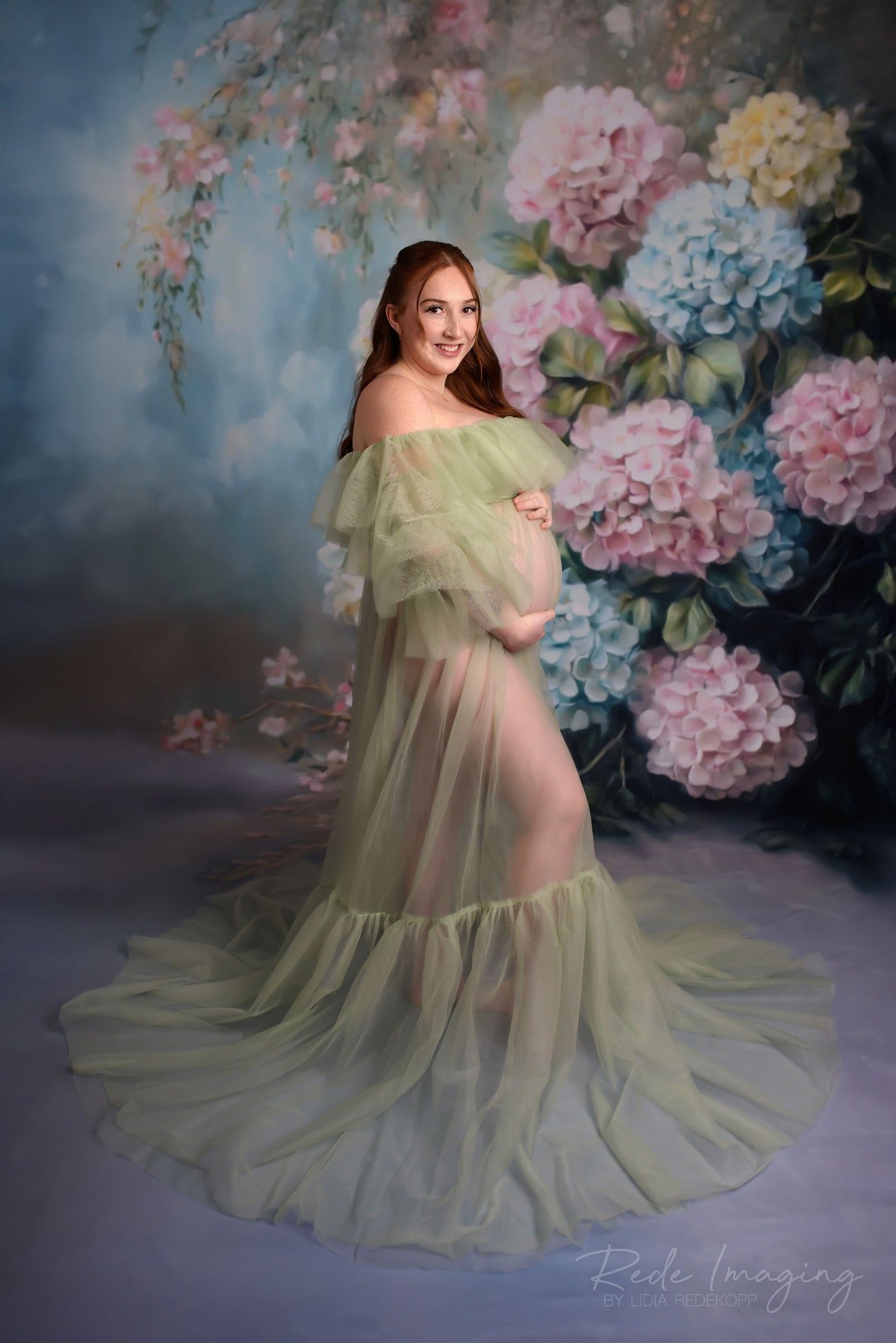 Kate Fine Art Pastel Hydrangea Floral Backdrop Designed by Lidia Redekopp