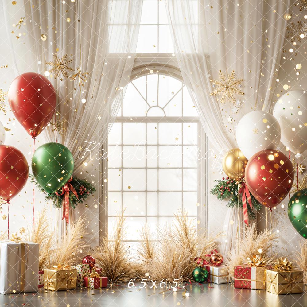 Kate Christmas Balloons Window Backdrop Designed by Emetselch - Kate Backdrop AU
