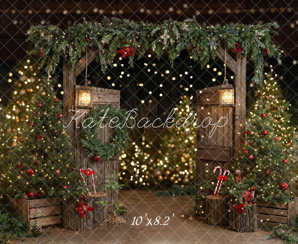 Kate Christmas Wooden Bokeh Trees Backdrop Designed by Emetselch