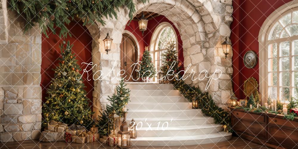 Kate Christmas Trees Stone Arch Stairs Backdrop Designed by Emetselch
