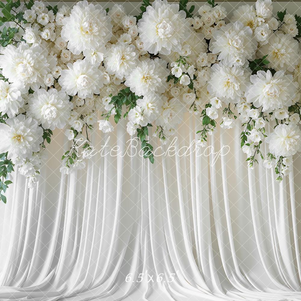 Kate White Flower Elegant Drapes Backdrop Designed by Mini MakeBelieve