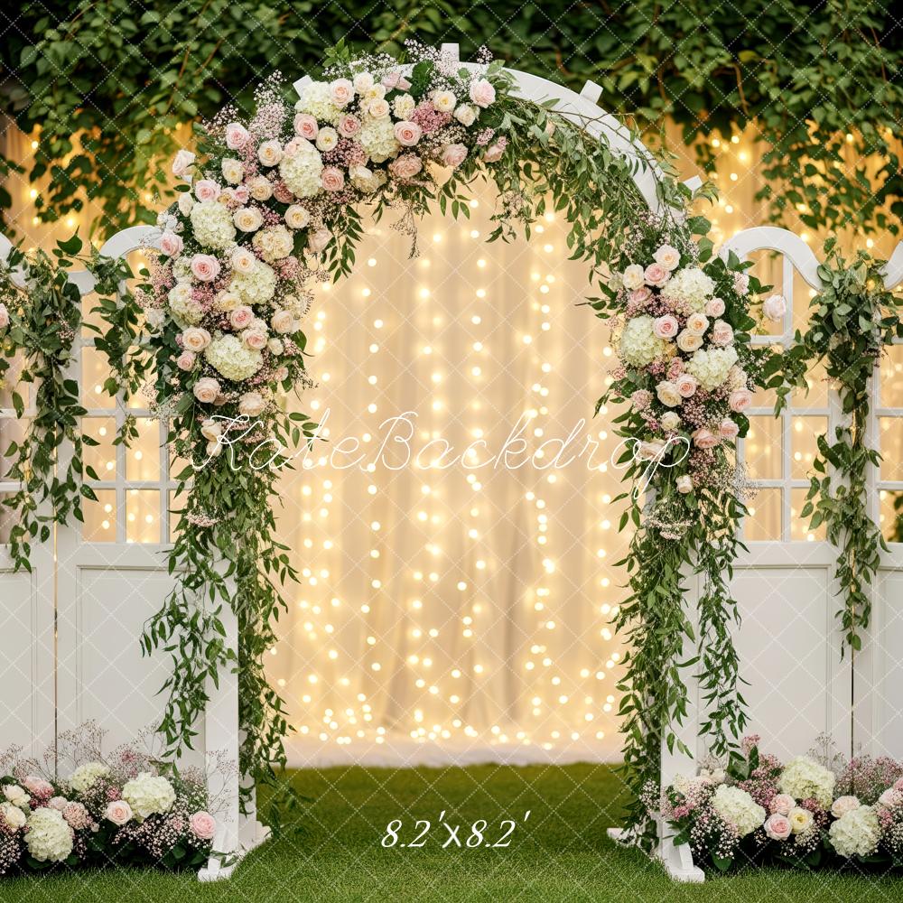 Kate Flower Arch Wedding Lights Backdrop Designed by Patty Roberts