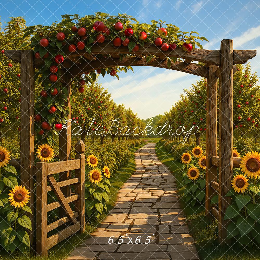 Kate Orchard Wooden Sunflowers Pathway Backdrop Designed by Mini MakeBelieve - Kate Backdrop AU