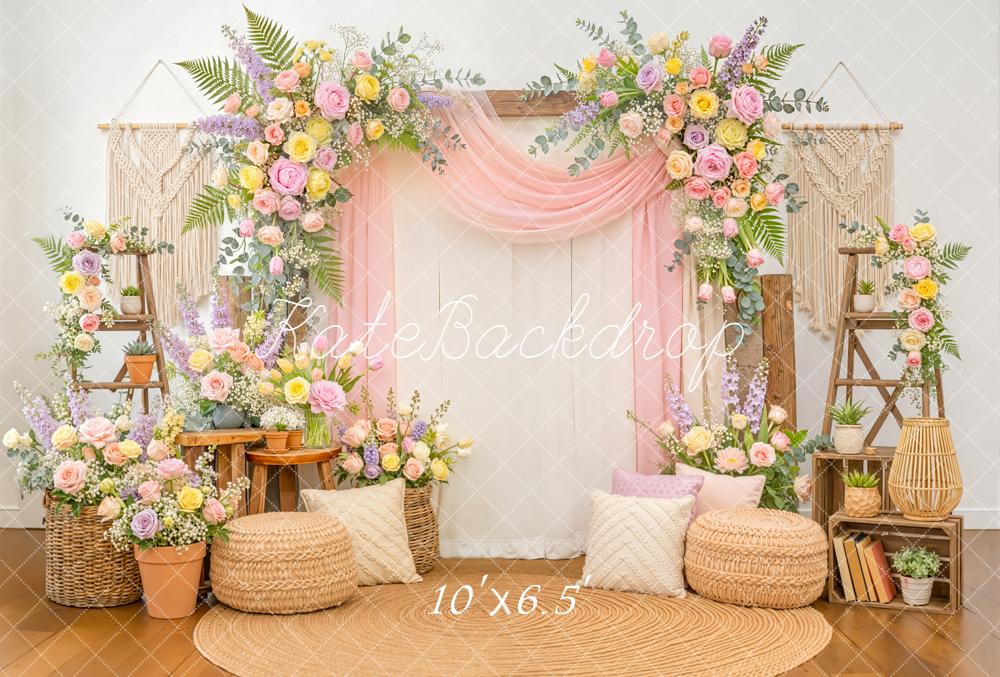 Kate Flower Boho Macrame Pastel Backdrop Designed by Emetselch