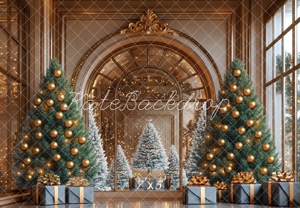 Kate Christmas Trees Presents Gold Arch Backdrop Designed by Mini MakeBelieve - Kate Backdrop AU