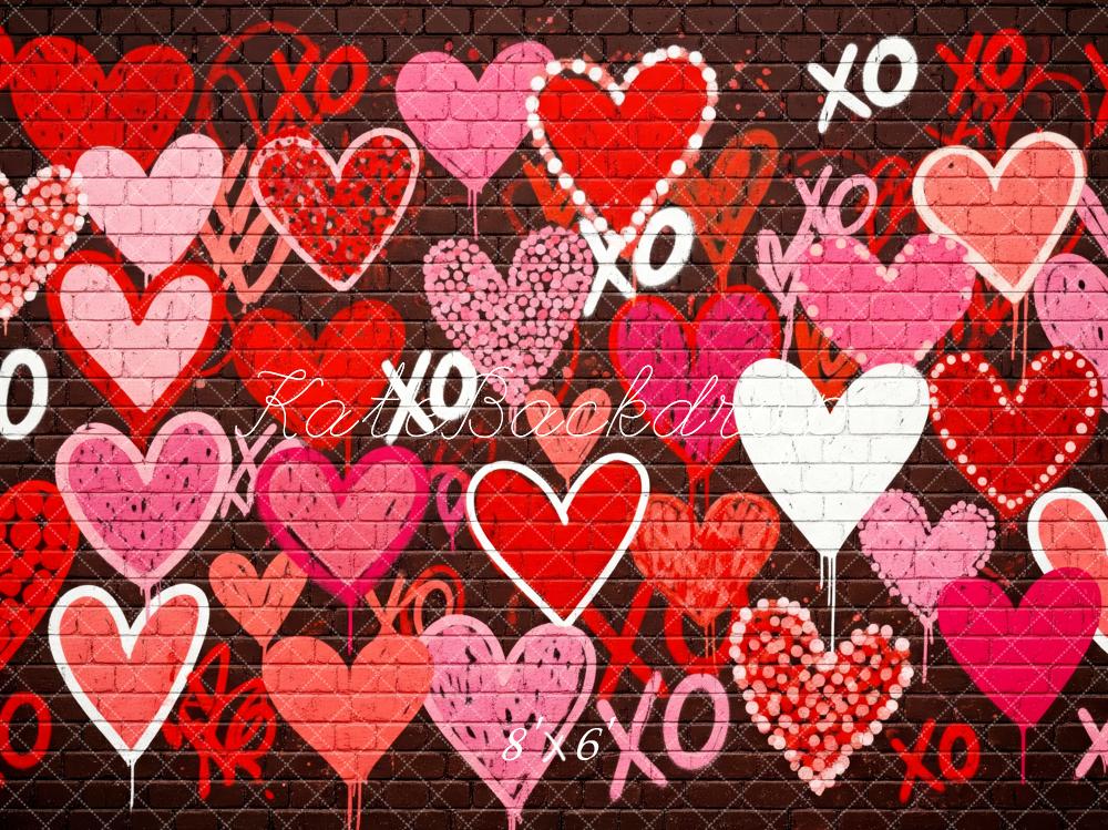 Kate Valentines Hearts Graffiti Wall Backdrop Designed by Patty Roberts