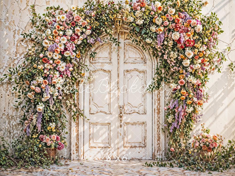 Kate Flower Arch Rustic Door Peeling Paint Backdrop Designed by Emetselch