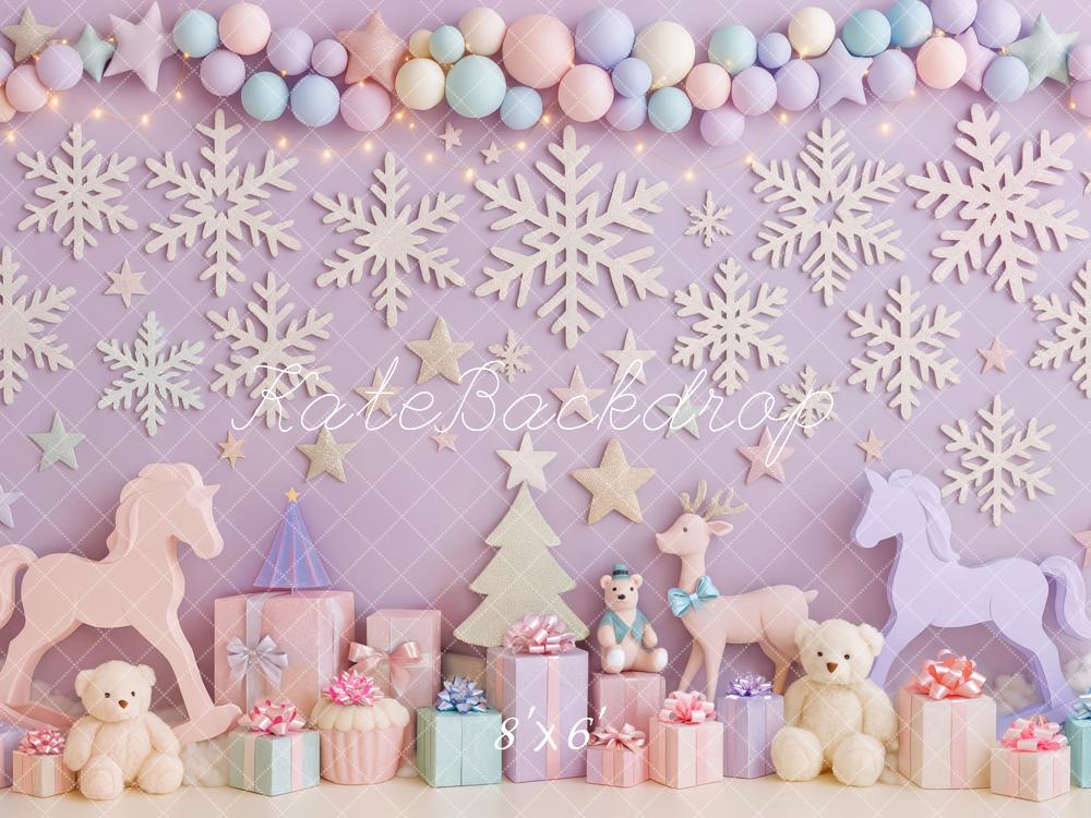 Kate Christmas Snowflakes Toys Gifts Backdrop Designed by Patty Roberts