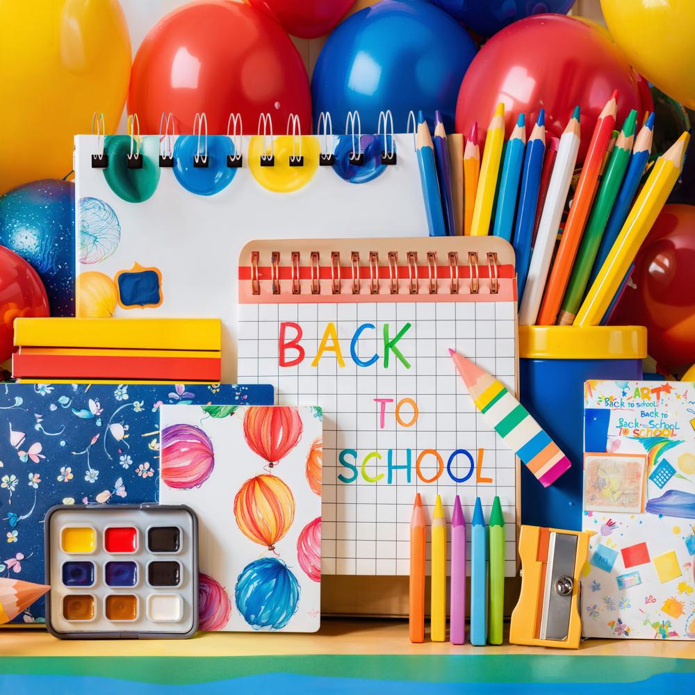 Kate Back to School Balloons Colourful Backdrop Designed by Emetselch