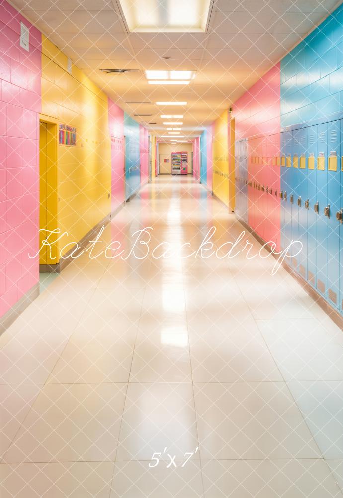Kate Colourful School Hallway Lockers Backdrop Designed by Chain - Kate Backdrop AU
