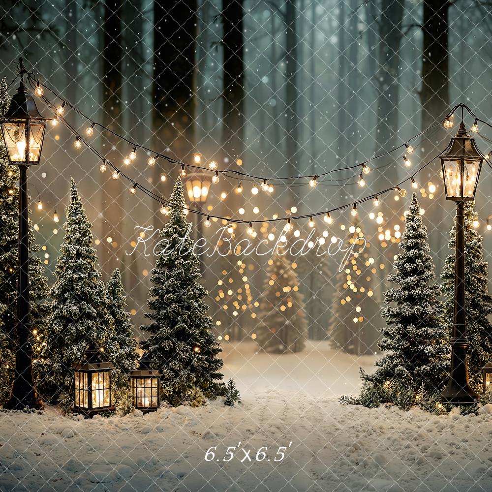 Kate Christmas Snowy Trees Lamp Backdrop Designed by Emetselch
