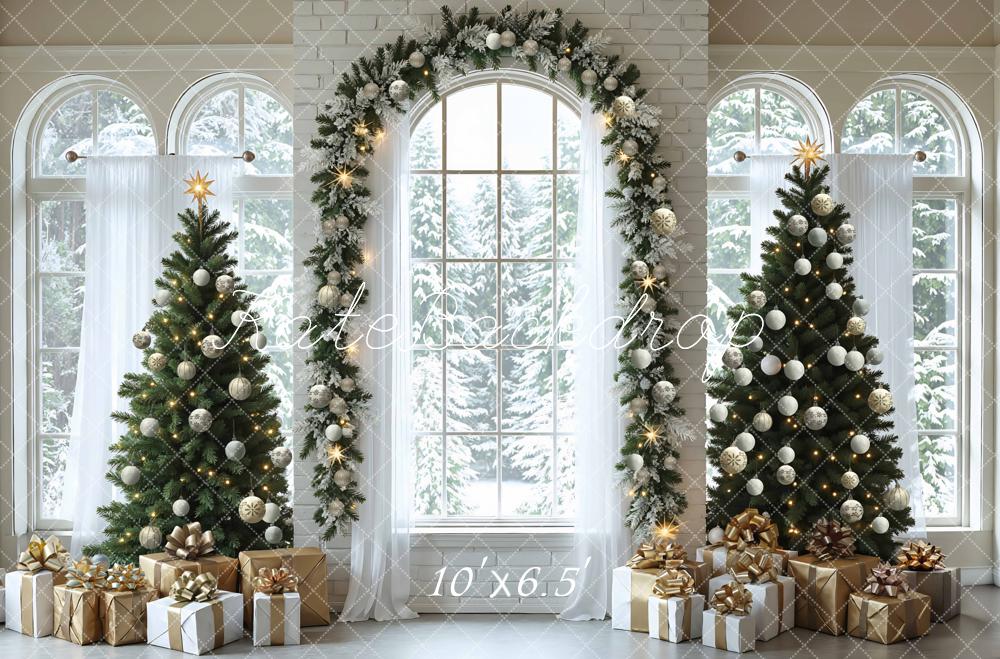 Kate Christmas Trees Arch Window Backdrop Designed by Mini MakeBelieve