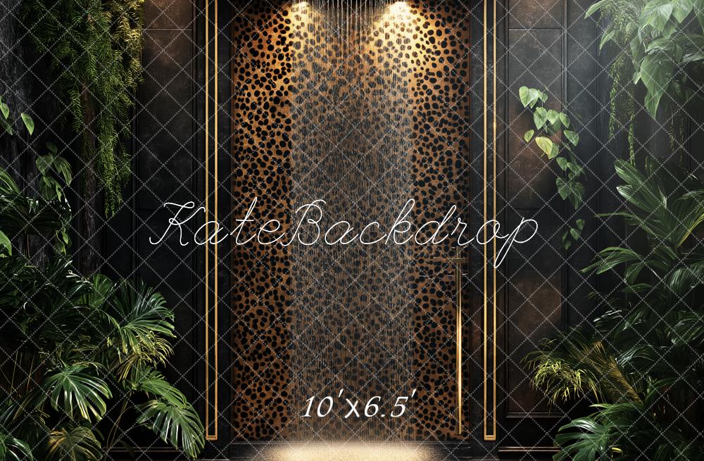 Kate Leopard Wall Gold Frame Tropical Backdrop Designed by Ashley Paul