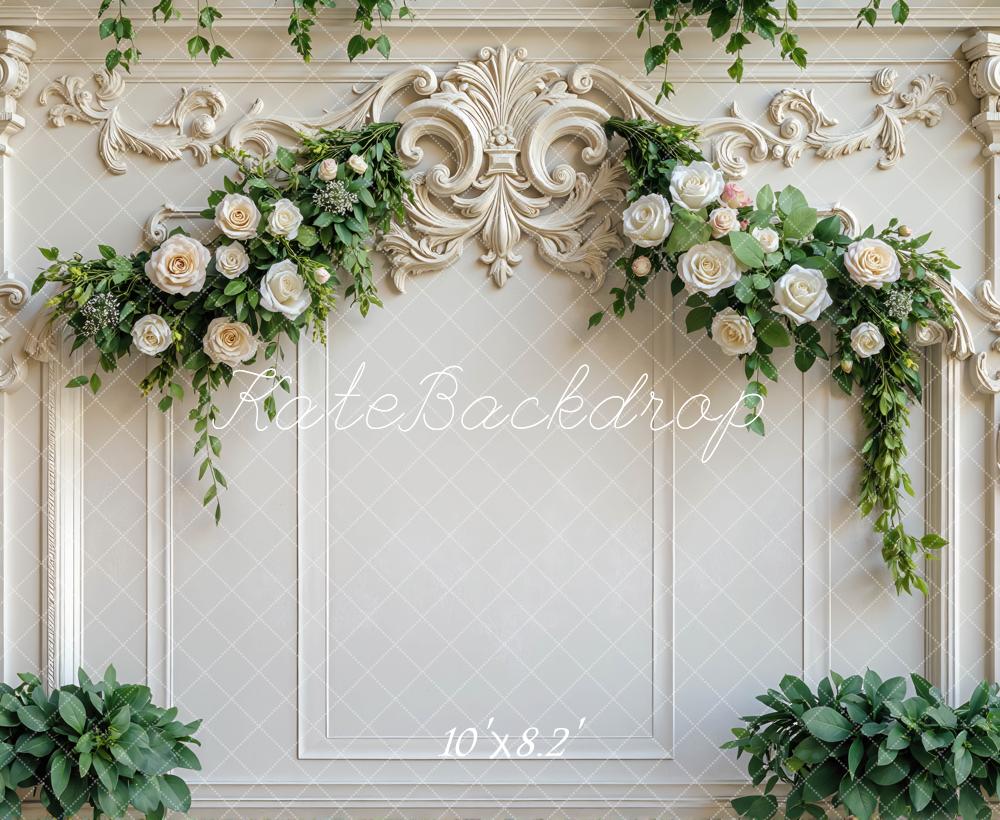 Lightning Deal Kate Wedding White Roses Floral Backdrop Designed by Mini MakeBelieve