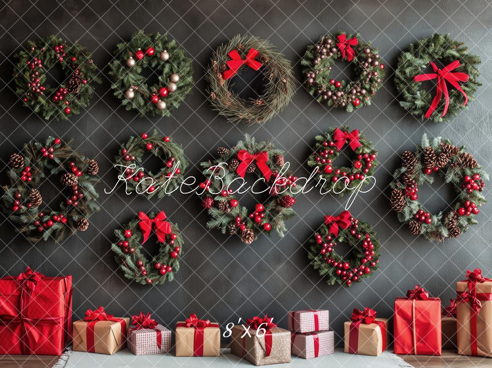 Kate Christmas Wreaths Presents Backdrop Designed by Patty Roberts - Kate Backdrop AU