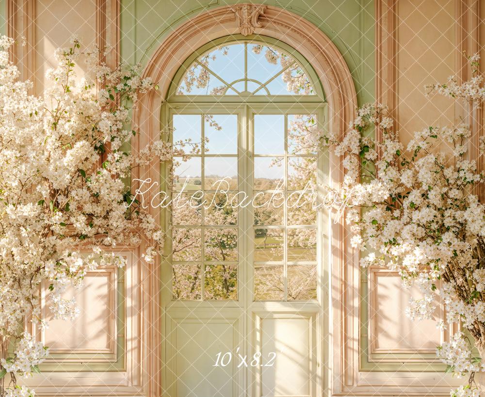 Kate Flower Arch Door Spring Fleece Backdrop Designed by Chain