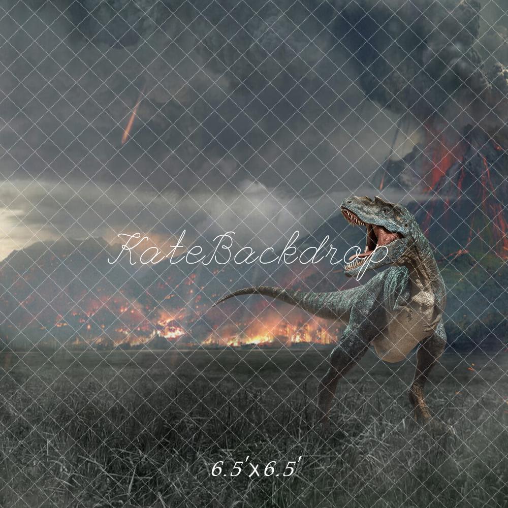 Kate Dinosaur Volcano Fiery Sky Backdrop Designed by Rose Abbas
