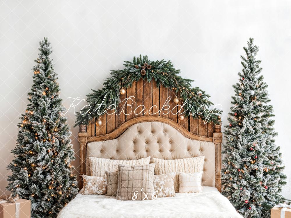 Kate Christmas Headboard Snowy Trees Fleece Backdrop Designed by Emetselch