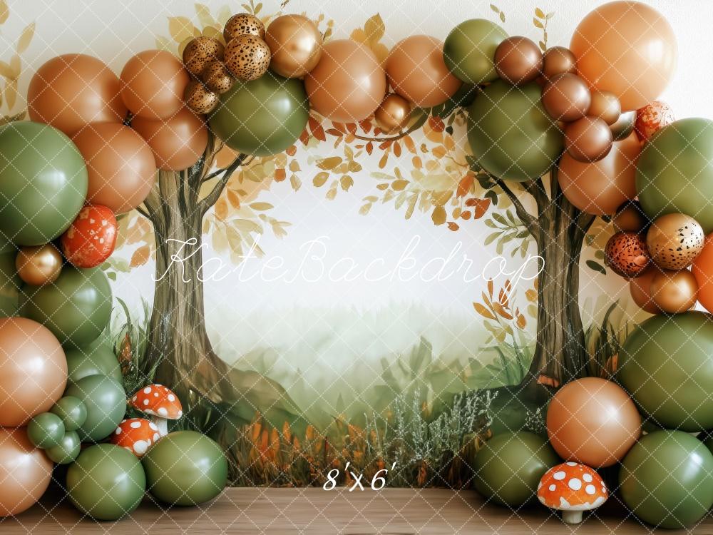 Kate Autumn Forest Trees Balloons Mushrooms Backdrop Designed by Patty Roberts