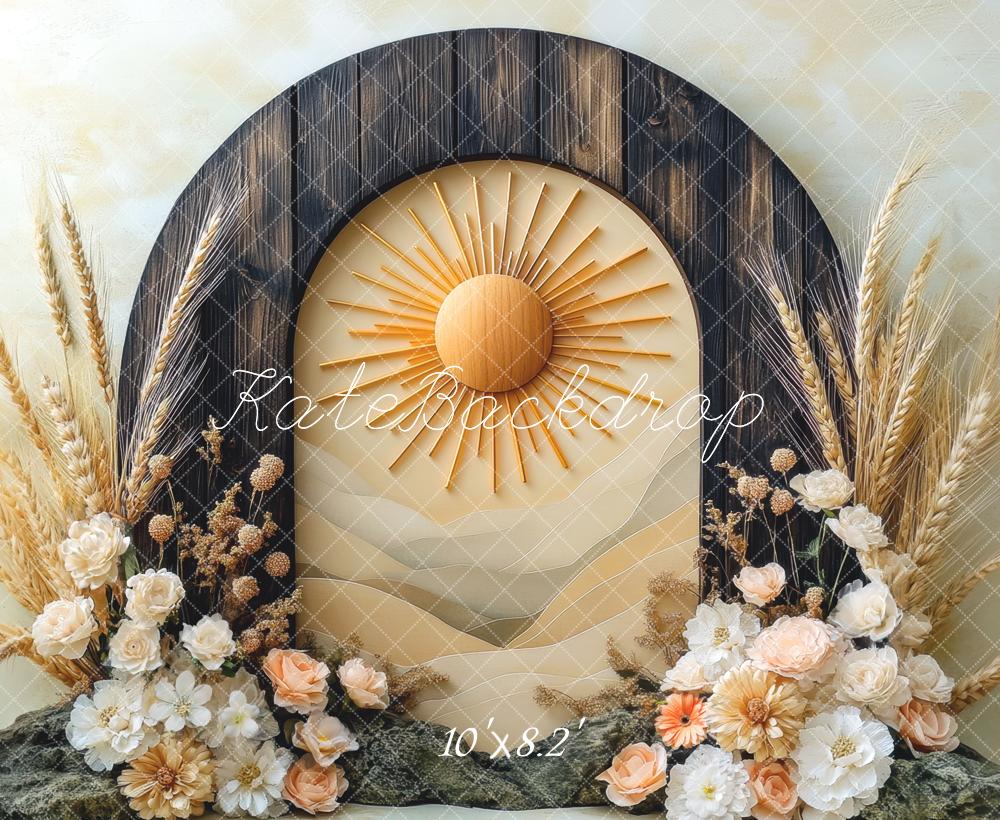 Kate Boho Sun Arch Dried Flowers Backdrop Designed by Mini MakeBelieve - Kate Backdrop AU