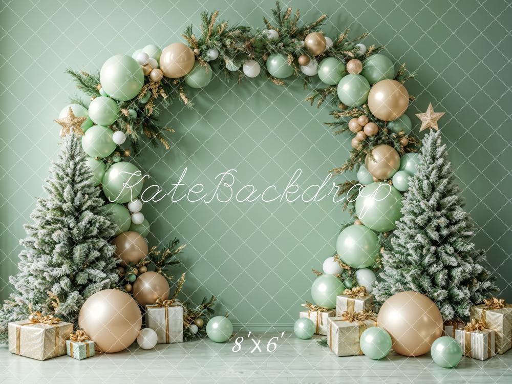 Kate Christmas Balloon Arch Trees Backdrop Designed by Emetselch - Kate Backdrop AU
