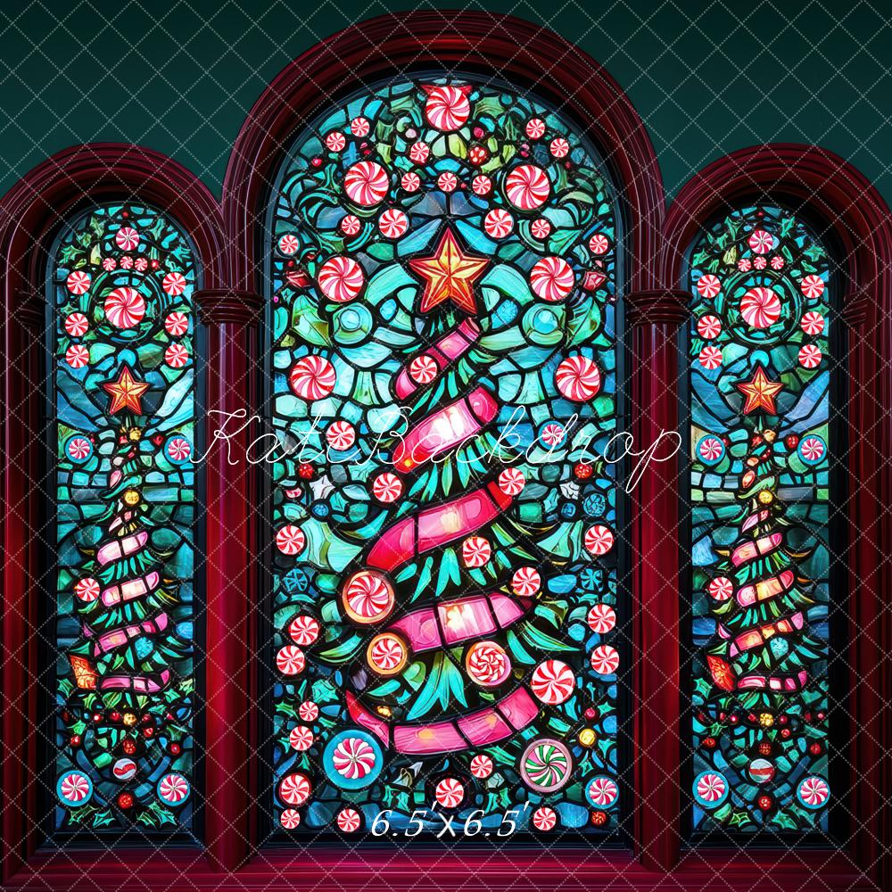 Kate Christmas Stained Glass Trees Backdrop Designed by Mini MakeBelieve - Kate Backdrop AU