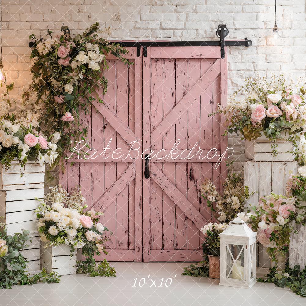 Kate Spring Pink Barn Door Backdrop Designed by Ashley Paul