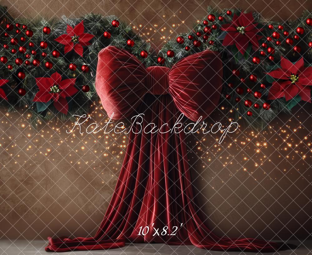 Kate Christmas Red Bow Backdrop Designed by Mini MakeBelieve - Kate Backdrop AU
