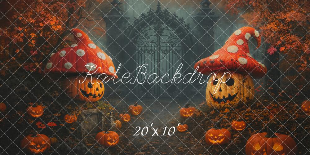 Kate Halloween Jack O Lanterns Mushroom Gate Backdrop Designed by Chain