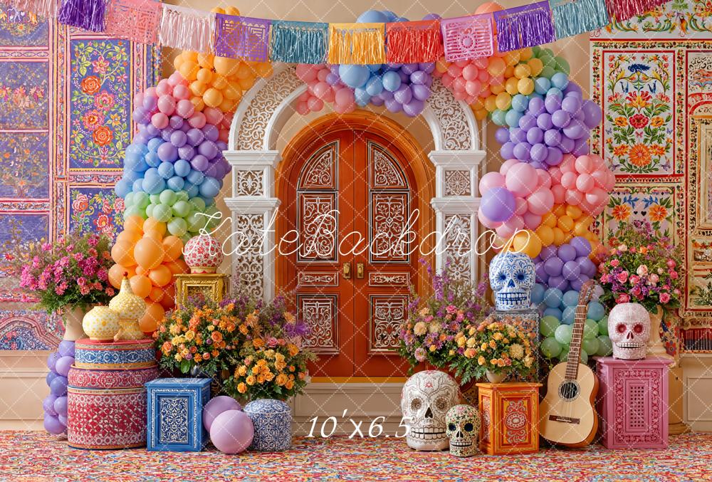 Kate Arch Balloons Skulls Guitar Fleece Backdrop Designed by Emetselch