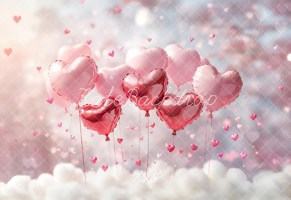 Kate Heart Balloons Pink Cloud Backdrop Designed by Chain - Kate Backdrop AU