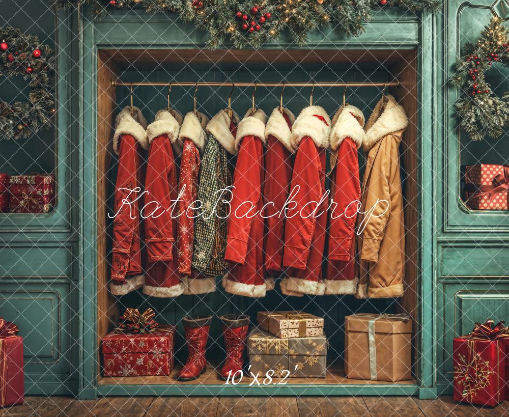 Kate Christmas Santa Coats Presents Backdrop Designed by Emetselch