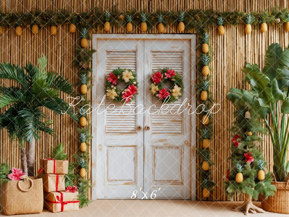 Kate Tropical Christmas Bamboo Pineapple Backdrop Designed by Patty Roberts - Kate Backdrop AU