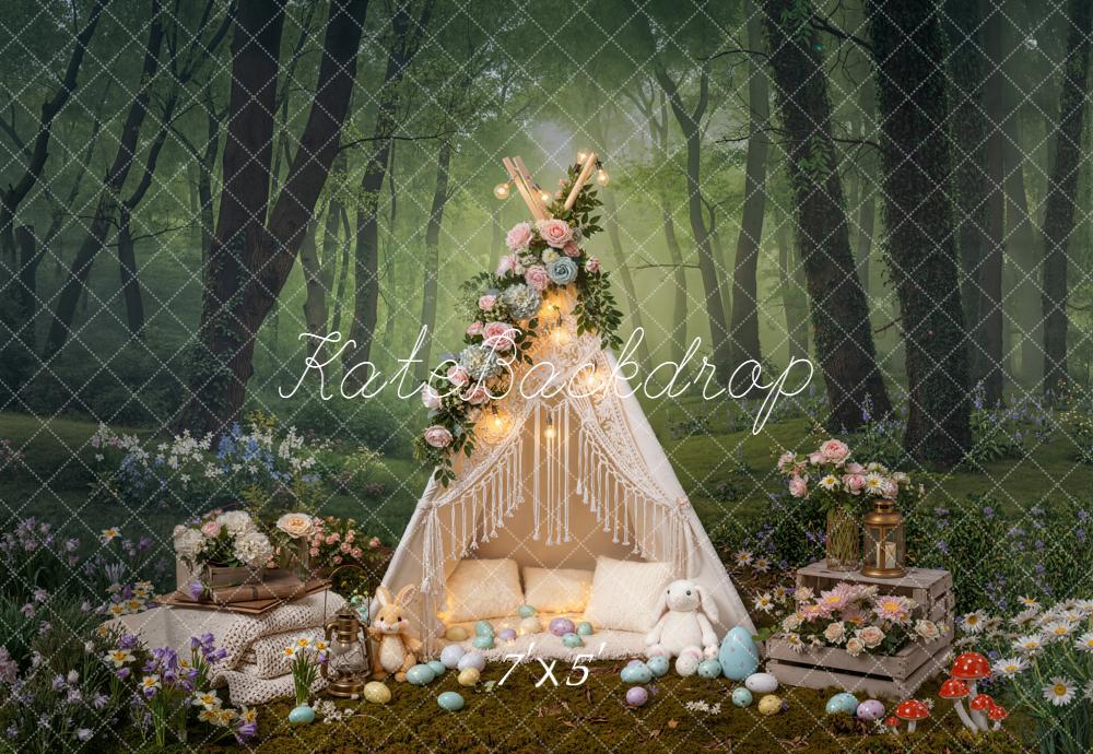 Kate Easter Bunny Forest Teepee Backdrop Designed by Emetselch