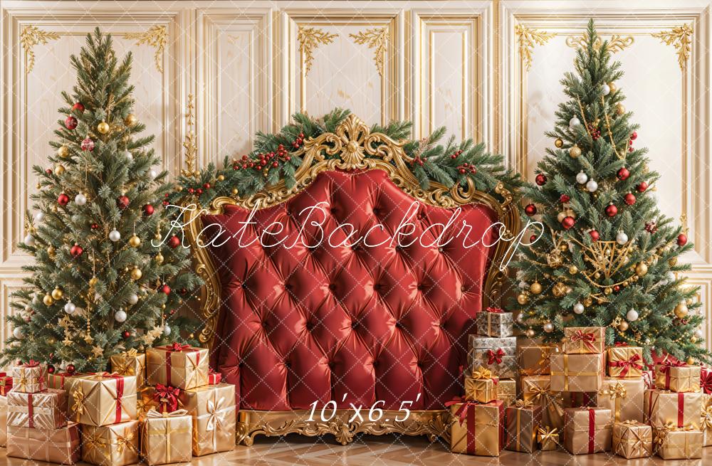 Kate Christmas Headboard Gift Boxes Fleece Backdrop Designed by Emetselch
